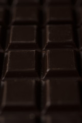 Dark chocolate bar close up