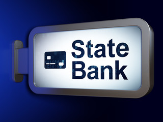 Banking concept: State Bank and Credit Card on billboard background