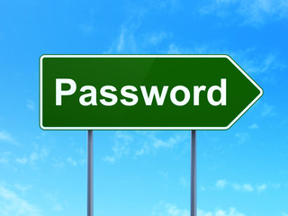 Privacy concept: Password on road sign background