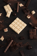 Assortment of different kinds of chocolate