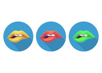 Губы помада икон вектор изолированный 