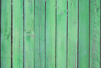 Wood planks, green texture, wooden background, fence