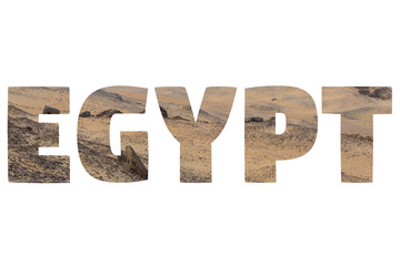 Word EGYPT over symbolic places.