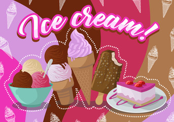 chocolate and strawberry ice cream desserts