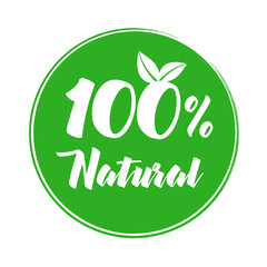 100% natural product label. Nature label vector Illustration