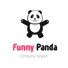 Panda bear logo or badge template. Flat design. Animal silhouette.
