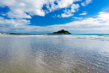 Marazion beach and St Michael's Mount Cornwall England UK