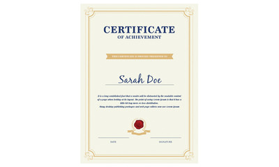 Fototapeta Certificate of achievement or diploma template obraz