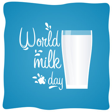 World milk day. Glass of milk. Vector illustration.
