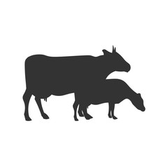 Cow black silhouette. Vector design illustration icon.