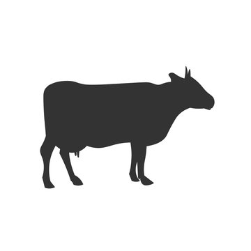 Cow black silhouette. Vector design illustration icon.