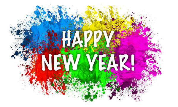 Paint Splatter Words - Happy New Year