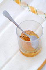 Iced coffee, from above, vertical