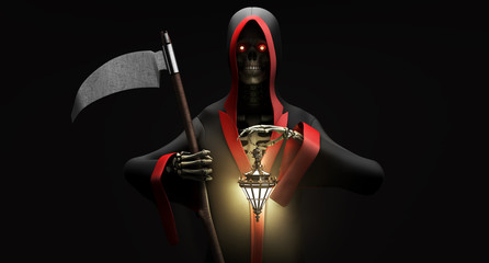 Death with a scythe 3d render background