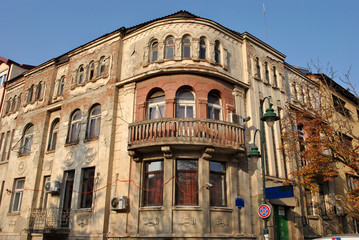 Old building on the corner of the street.