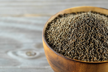 Perilla frutescens or sesame in wood bowl.