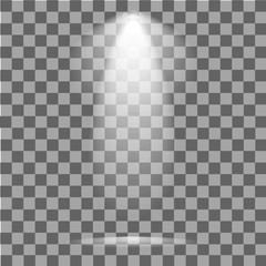 Scene illumination. Cold light effect. Stage illuminated spotlight on transparent background. Vector illustration.