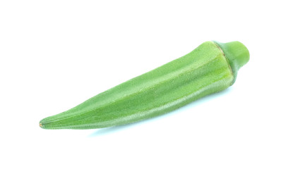 Fresh okra isolated on white background.