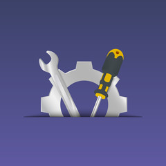 Settings , gear , tools . vector