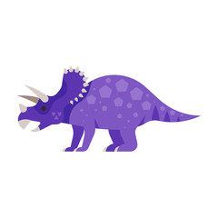 Vector flat style illustration of prehistoric animal - Triceratops. 
