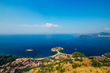 Fototapeta na wymiar Island of Sveti Stefan in Montenegro. Panoramic shot