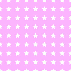 Seamless pattern with white stars on pink background. Vector