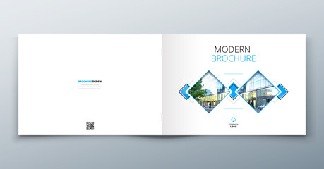 Landscape Brochure design. Corporate business template for brochure report catalog magazine book booklet. Horizontal layout with modern elements and abstract background.