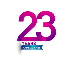 twenty three years anniversary celebration logotype colorful design with blue ribbon, 23rd birthday logo on white background