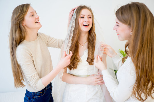 Bride chooses a gown