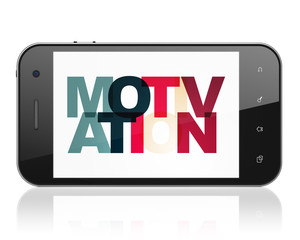 Business concept: Smartphone with Motivation on  display