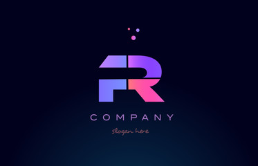 r creative blue pink purple alphabet letter logo icon design