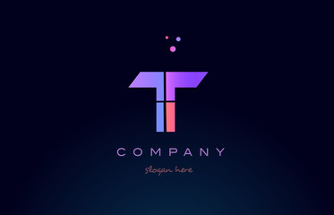 t creative blue pink purple alphabet letter logo icon design