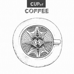 Decorative sketch of cup of coffee or tea