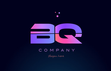 bq b q creative blue pink purple alphabet letter logo icon design
