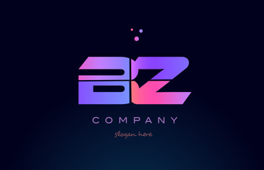 bz b z creative blue pink purple alphabet letter logo icon design