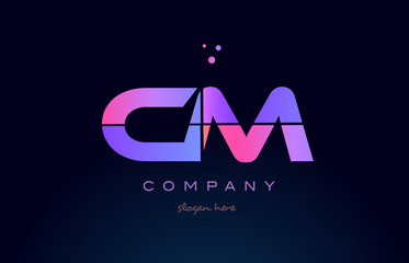cm c m creative blue pink purple alphabet letter logo icon design - obrazy, fototapety, plakaty