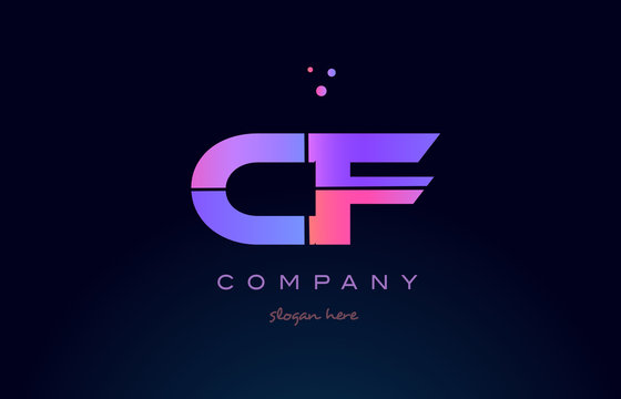 cf c f creative blue pink purple alphabet letter logo icon design