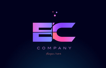 ec e c creative blue pink purple alphabet letter logo icon design - obrazy, fototapety, plakaty
