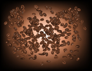Coffee Beans Isolated in Brown Background