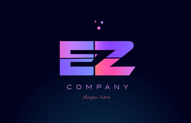 ez e z creative blue pink purple alphabet letter logo icon design