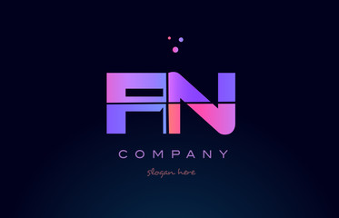 fn f n creative blue pink purple alphabet letter logo icon design