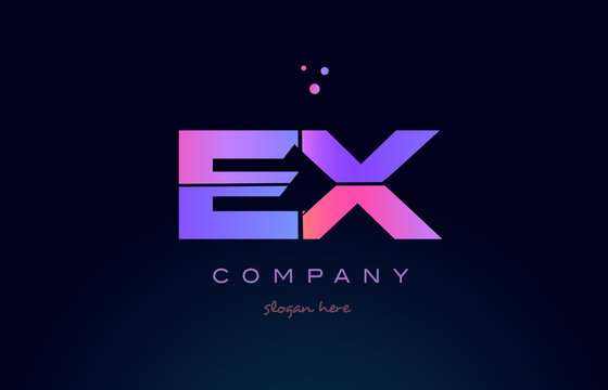 ex e x creative blue pink purple alphabet letter logo icon design
