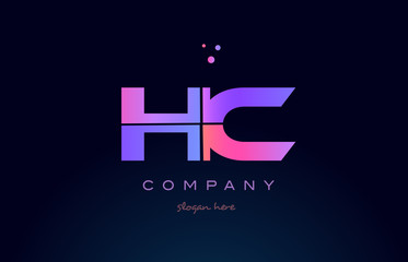 hc h c creative blue pink purple alphabet letter logo icon design