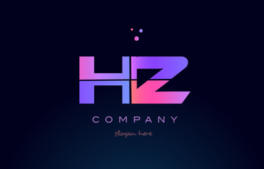 hz h z creative blue pink purple alphabet letter logo icon design