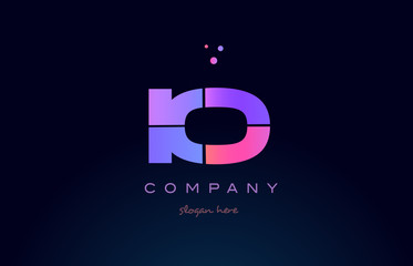 io i o creative blue pink purple alphabet letter logo icon design