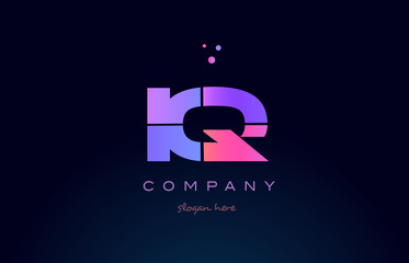 iq i q creative blue pink purple alphabet letter logo icon design