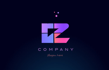 iz i z creative blue pink purple alphabet letter logo icon design