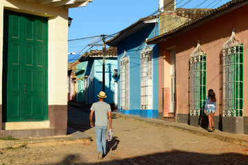 Cobbled streets inTrinidad in Cuba