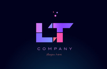 Obraz premium lt l t creative blue pink purple alphabet letter logo icon design