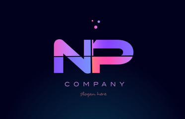 np n p creative blue pink purple alphabet letter logo icon design - obrazy, fototapety, plakaty